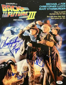 Michael J Fox, Christopher Lloyd & Mary Steenburgen Authentic Autographed 11x14 Photo