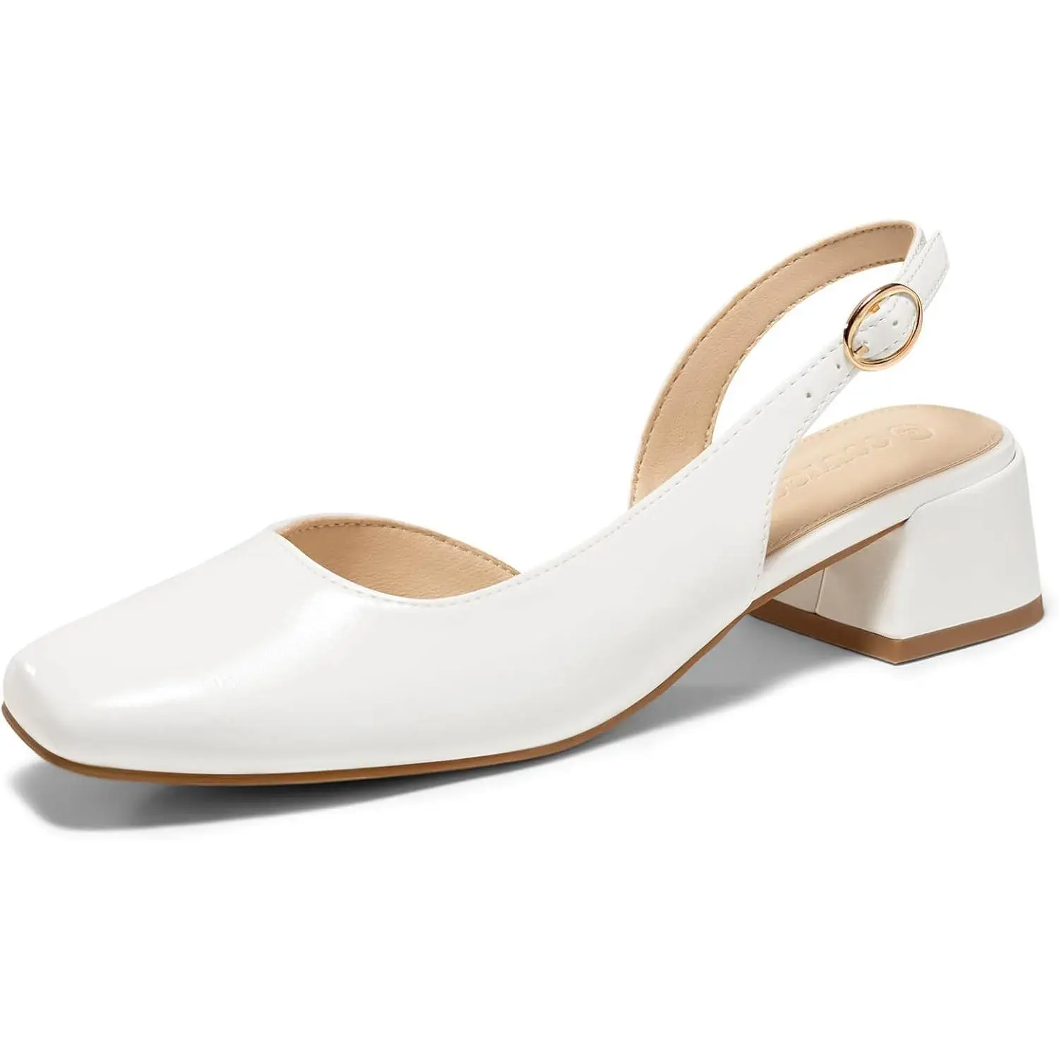 Coutgo Women's Elegant D'Orsay Slingback Heel Footwear - Closed Square Toe, Comfortable Chunky Low Heel Shoes for Office Dress Wear