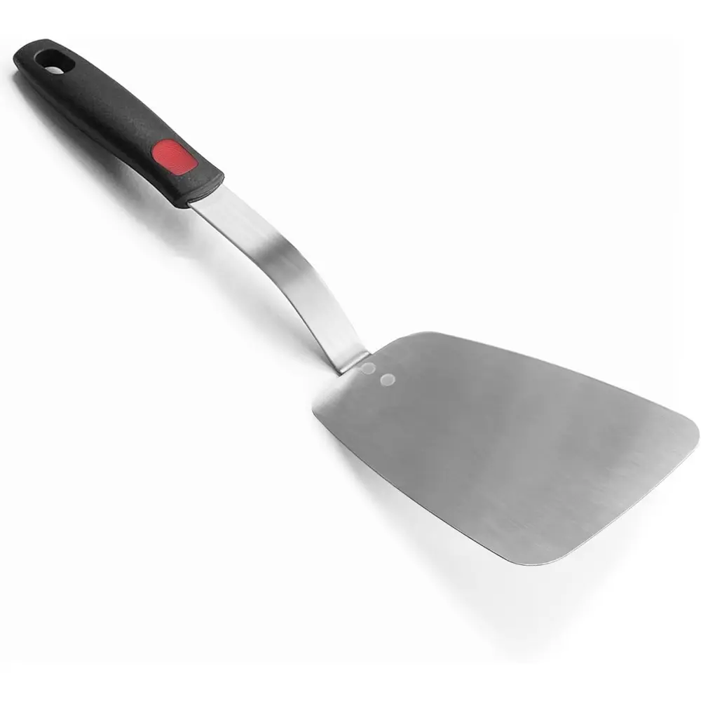 Large Durable Premium Stainless Steel Flexible Spatula - Thin Metal Blade, Heat-Resistant Silicone Handle, Cooking Utensil for Cast Iron Skillets, Eggs, Kitchen Supplies