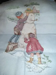 A Snowman Friend Cross Stitch Christmas Stocking