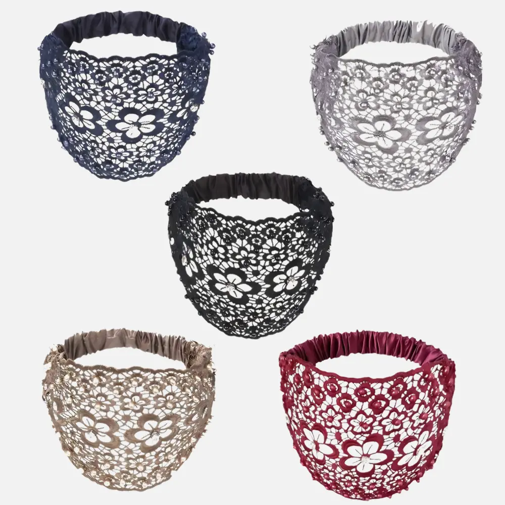 Elegant Boho Floral Beaded Headbands for Women – 5Pcs Wide Fashion Hair Accessories, Perfect for Casual & Chic Outfits