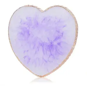 Purple Heart Shaped Resin Nail Art Mixing Palette with Gold Edge