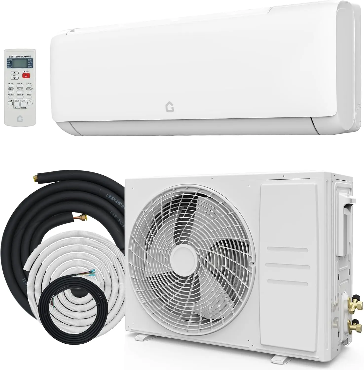 9,000 BTU Ductless Mini Split Air Conditioner - 18.5 SEER Energy Efficient Inverter Heat Pump, Aircon Cooler, Cools Up to 750 Sq. Ft, Pre-Charged Condenser, Installation Kit, Remote Control