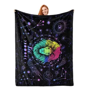 Leo Constellation Blanket Soft Flannel Blanket Suitable for Sofa Bed Warm Light Suitable for Boys Girls Adult 50 Inch X 40 Inch