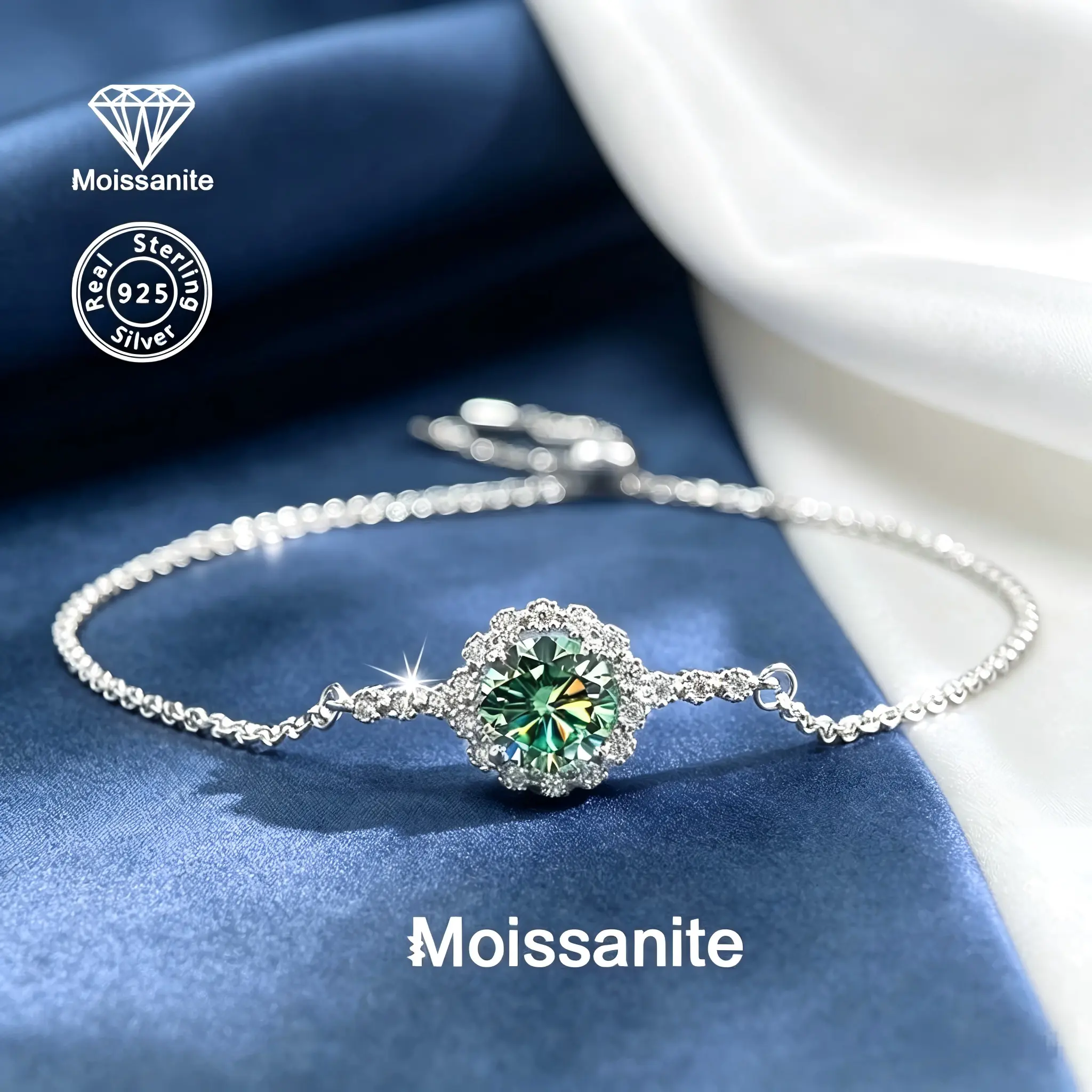 925 Sterling Silver Moissanite Tennis Slider Bracelet, 1CT VVS1 Sparkling Sunflower Halo Diamond Alternative, Adjustable Dainty Bolo Bracelet, Luxury Bridal & Daily Wear Jewelry, Perfect Valentine's & Birthday Gift for Her