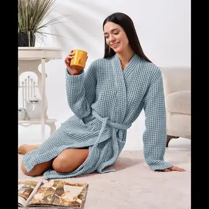 Organic Cotton Unisex Waffle Robe, Pure Cotton Bathrobe, Waffle Robe Bridesmaid, %100 Turkish Handmade Robe Soft Womenswear