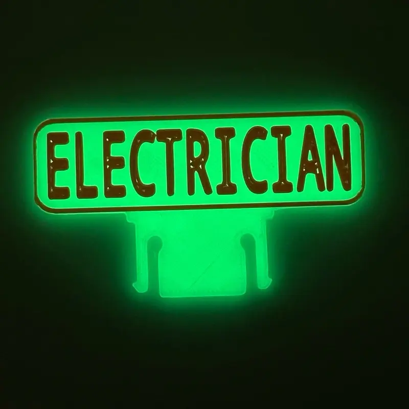 Electrician glow-in-the-dark hard hat clip - High-Quality PLA, Versatile Design for Full Brim, Cap Style, and Bump Caps, Easy to Install