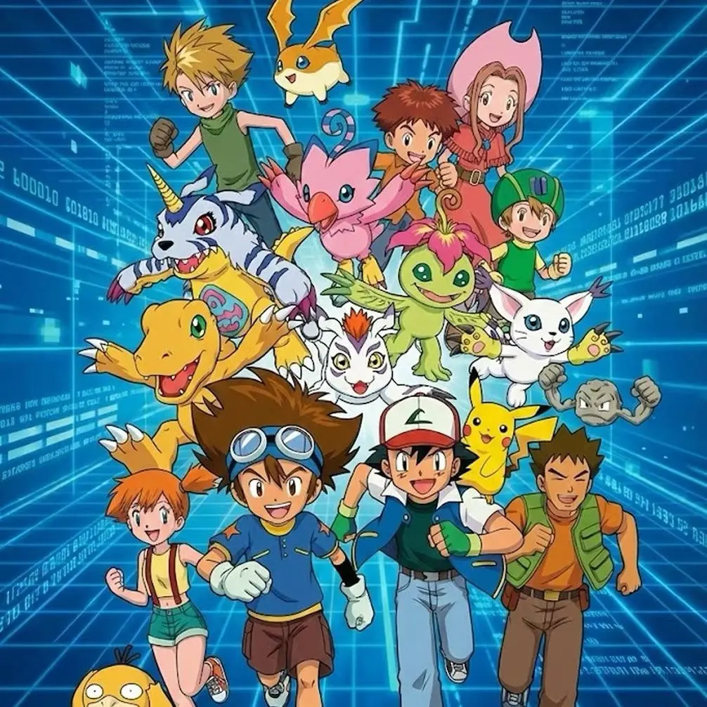 Pokémon x Digimon Collaboration Original A6 Collectible Art Board, Anime Figures Accessory for Non-Sports Trading Card Collectibles