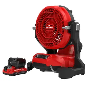 CRAFTSMAN V20 Cordless Misting Fan Kit 7.5-in 20-Volt 3-Speed Outdoor Red Misting Personal Fan with 515 CFM & 2.9 Hours Runtime CMCE003