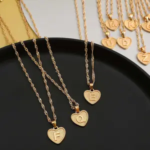 Alloy necklace 26 letter necklace peach heart letter necklace ladies daily wear Mother's Day gift
