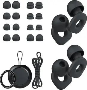 Noise Reduction Ear Plugs for Sleeping Reusable Hearing Protection with 8 Ear Tips & Connector Cord Soft Silicone for Concert Musician Work 25dB-30dB Comfortable & Durable