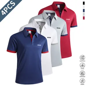 4-Pack Men's Short Sleeve Neckline Shirts, Summer Outdoor Sports Casual