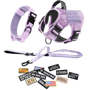 Dog Harness Dog Leash Dog Collar Set with 12 Patches #Summervibes #petlovers Adjustable Dog Vest for Medium Large Dogs outdoorfun Dog Accessories