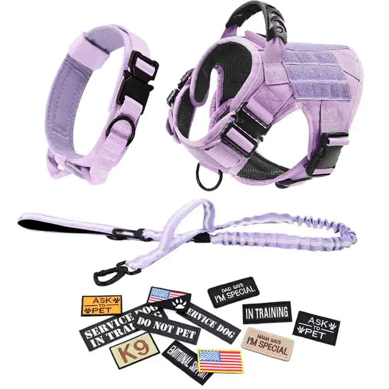CWV Adjustable Dog Harness Dog Leash Dog Collar Set with 12 Patches Dog Vest for Medium Large Dogs outdoorfun Dog Accessories #backtoschool