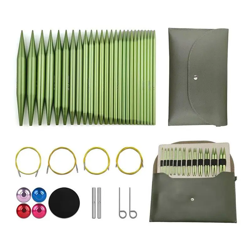 Knitting Needles Set Interchangeable Aluminum Circular Knitting Needles Set 13 Pairs of 4 Inch Aluminum Needles