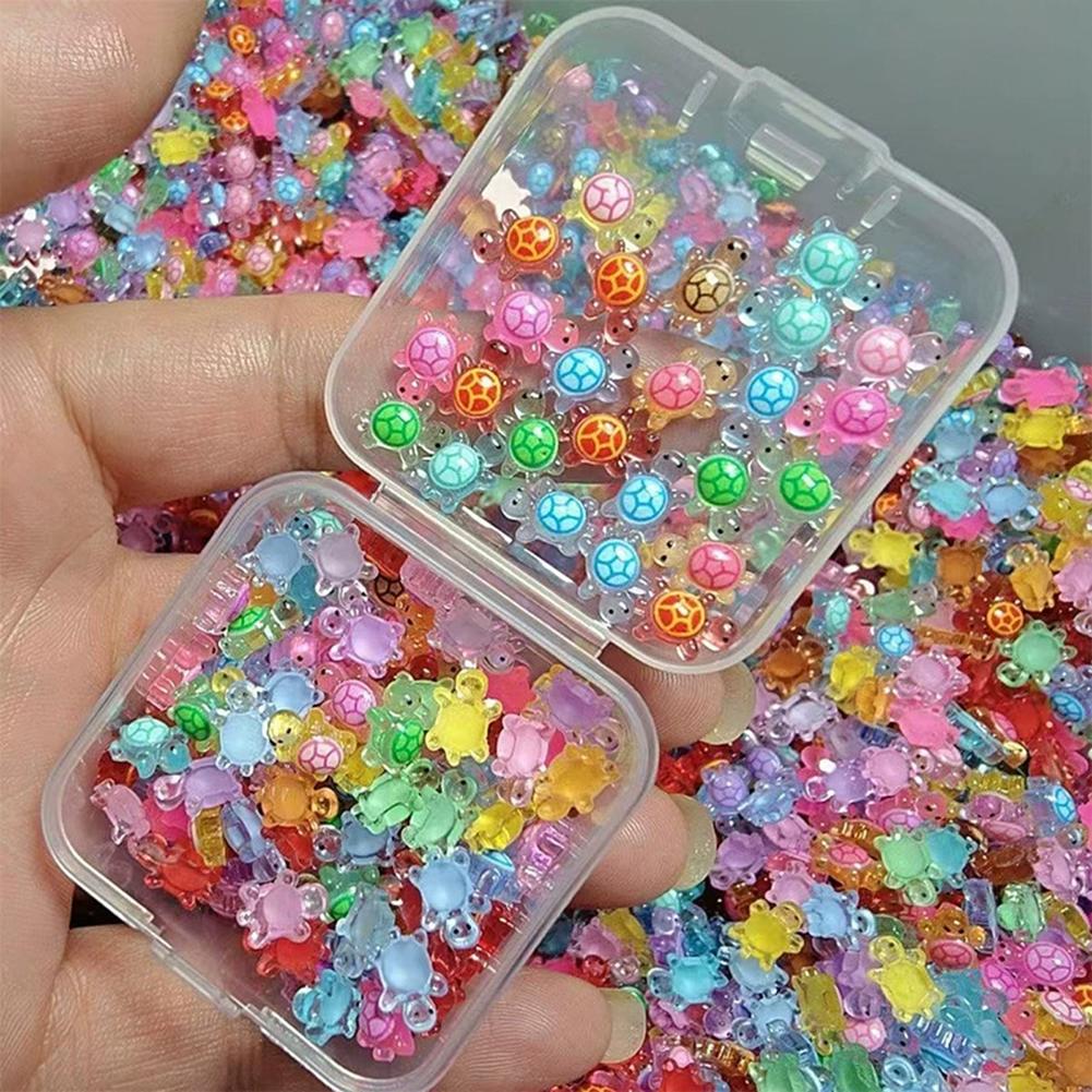 100Pcs Mini Resin Turtles Night Glow Turtle Figurines Realistic Tiny Turtles Acrylic Small Animals Figures for Micro Landscaping