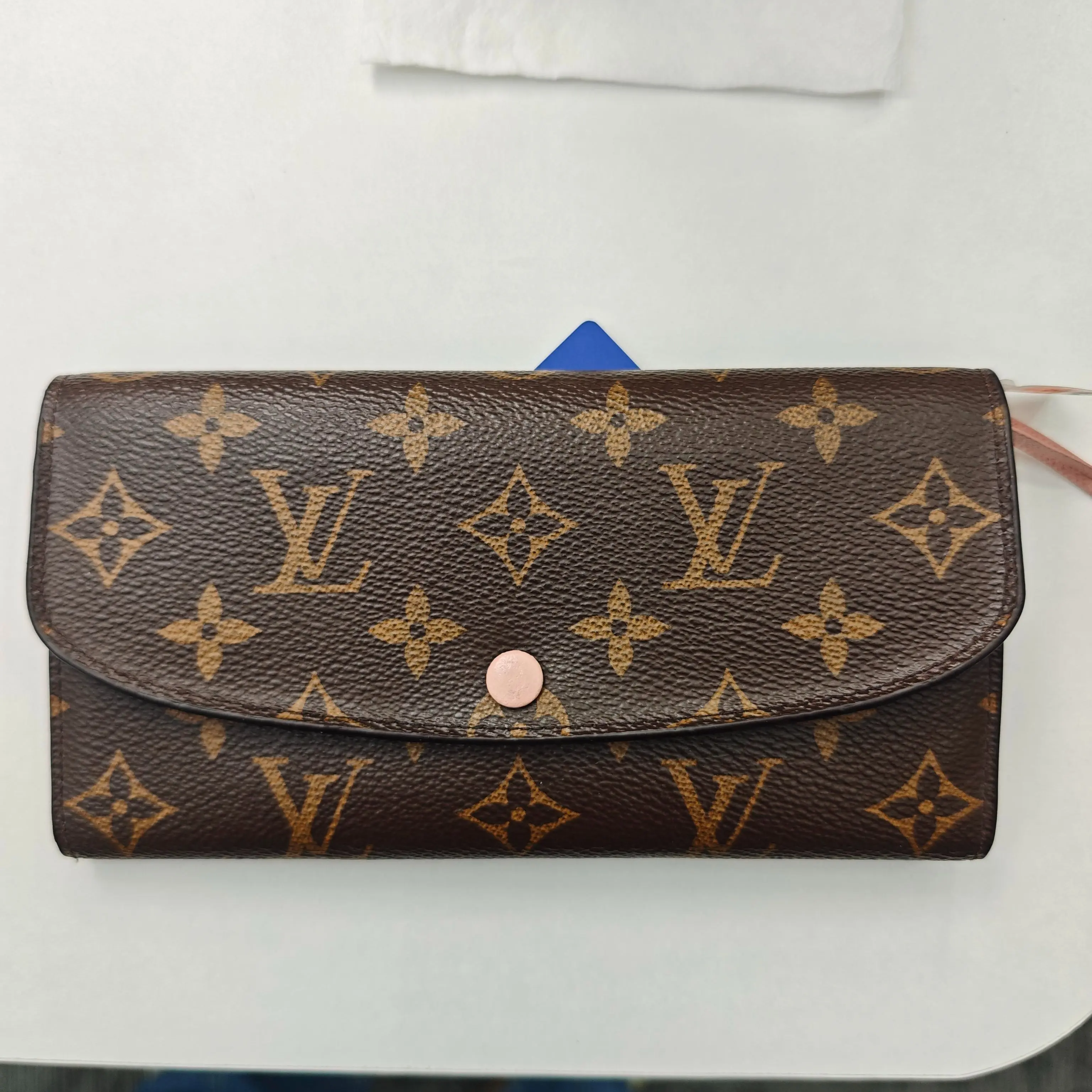 Pre-owned Louis Vuitton Pre‑owned Emilie Wallet Monogram Canvas Rose Ballerine Snap Button Long Bi‑fold Card Holder Coin Purse