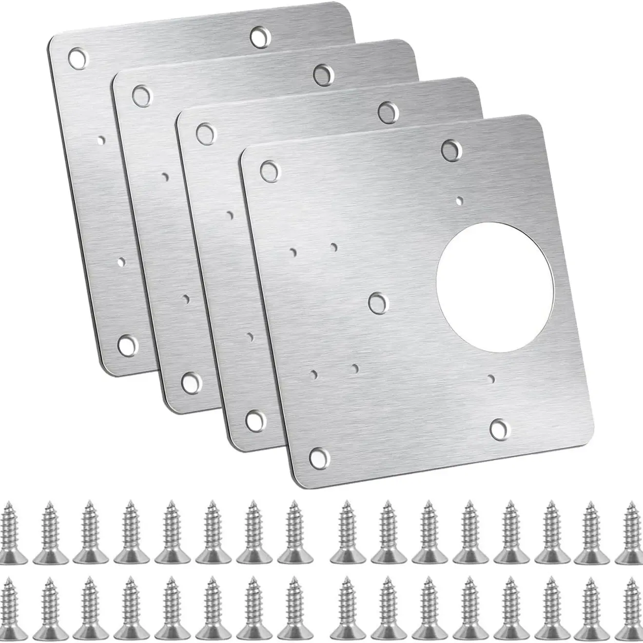 4pcs/10pcs Hinge Repair Fixing Plate Set, Stainless Steel Kitchen Cabinet Door Hinges, Storage Cabinet Door Hinge Replacement Kit