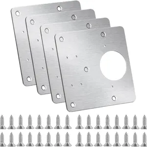 4pcs/10pcs Hinge Repair Fixing Plate Set, Stainless Steel Kitchen Cabinet Door Hinges, Storage Cabinet Door Hinge Replacement Kit