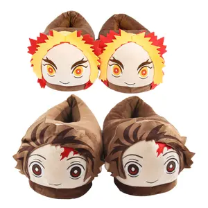 Demon Slayer Tanjiro & Rengoku Plush Slippers Cozy Warm Anime Indoor House Shoes for Men and Boys Winter Footwear Fashion One Size Fits All The foot length is 23 to 26 cent giuseppe  zanotti Smiley Pattern Chunky sailor slippers junior yassia  platform
