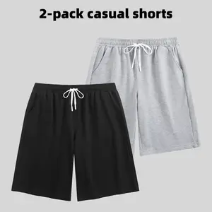 2Packs 240G Men's Solid Color Fashion Sweatpants Shorts, All-Season Wearable, Best Match for Spring & Summer (S~3XL)