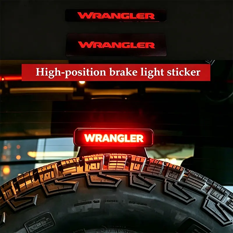 3D Carbon Fiber Texture Self-Adhesive High-Position Brake Light Sticker for WRANGLER Off-Road Vehicles - PVC & Polycarbonate Car Stickers, Heat-Protective, Waterproof, Anti-Glare, Enhancing Car's Exterior Accessory