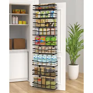 9-Tier Over The Door Pantry Organizer, Metal Pantry Organizers and Storage with Adjustable Basket, Spice Rack Seasoning Shelves for Pantry Kitchen Laundry Bathroom