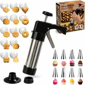 Cookie Press Gun Kit - 24-piece cookie press set with 13 Discs & 8 Tips Easy Squeeze for Butter Cookies, Great Baking Gift for Christmas, Home Bakers, Beginners