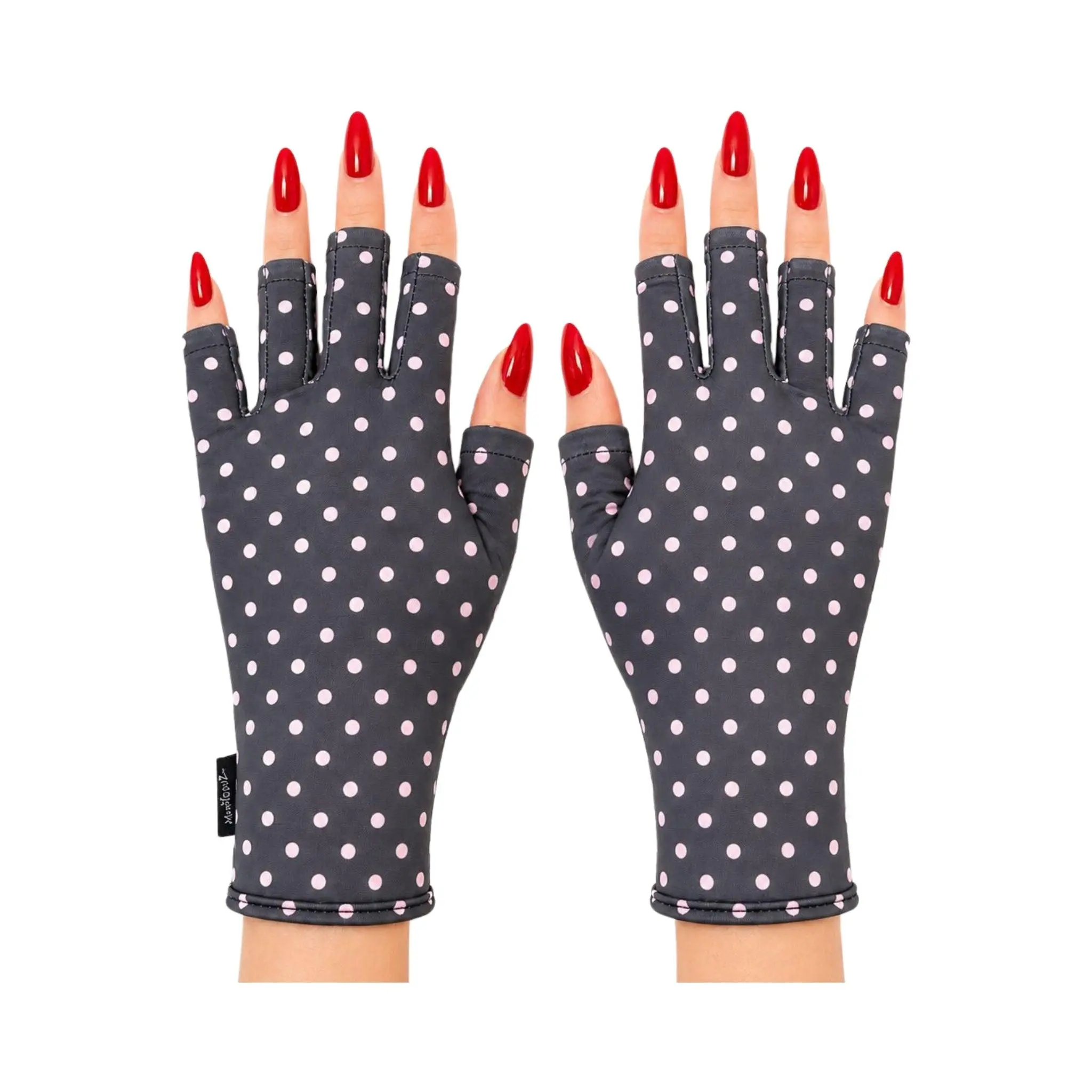 ManiGlovz The Original Dermatologist recommended UPF 50+ UV/ LED Protective Manicure and Sunblock Glove - Pretty in Polka