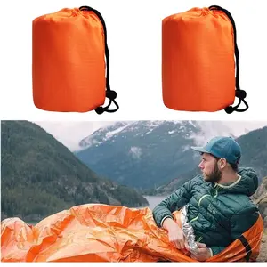2 Pack Emergency Sleeping Bag - Waterproof Mylar Thermal Bivy Sack for Outdoor Camping & Hiking Survival (Lightweight Shelter Blanket)
