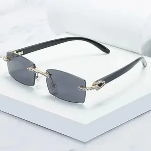 Retro Small Rectangle Rimless Sunglasses for Men & Women, UV400 Protection Premium Frameless Vintage Eyewear, Trendy Fashion Shades for Summer, Beach, Travel & Daily Wear