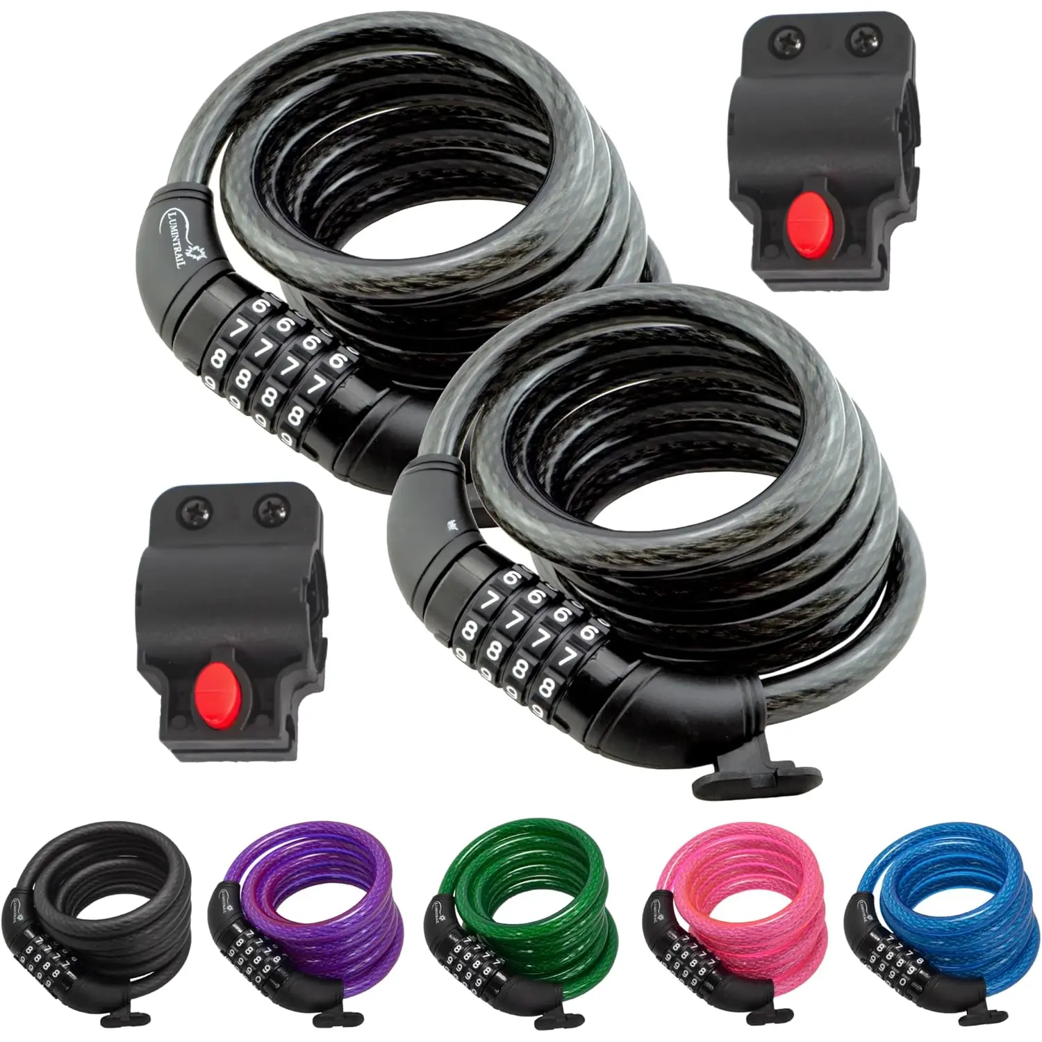 Combination  Lock  - 6   Locks 2 Pack Heavy Duty Anti  with Combinations -   Lock Combination with Mounting Brackett (2 Pack, Black)