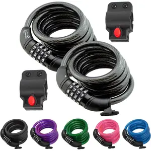 Combination  Lock  - 6   Locks 2 Pack Heavy Duty Anti  with Combinations -   Lock Combination with Mounting Brackett (2 Pack, Black)