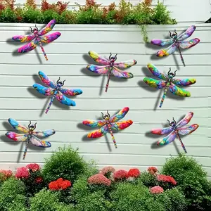 8pcs Colorful Metal Dragonfly Wall Decor, Garden Decoration for Yard, Fence, Party, Waterproof Rust-Resistant, Gift for Animal Lovers, Mother's Day