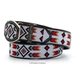 MEN'S WESTERN 2" PIXEL EMBROIDERED LEATHER BELT -M303
