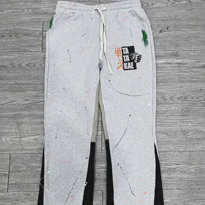 Tatakae grey painted stacked sweatpants