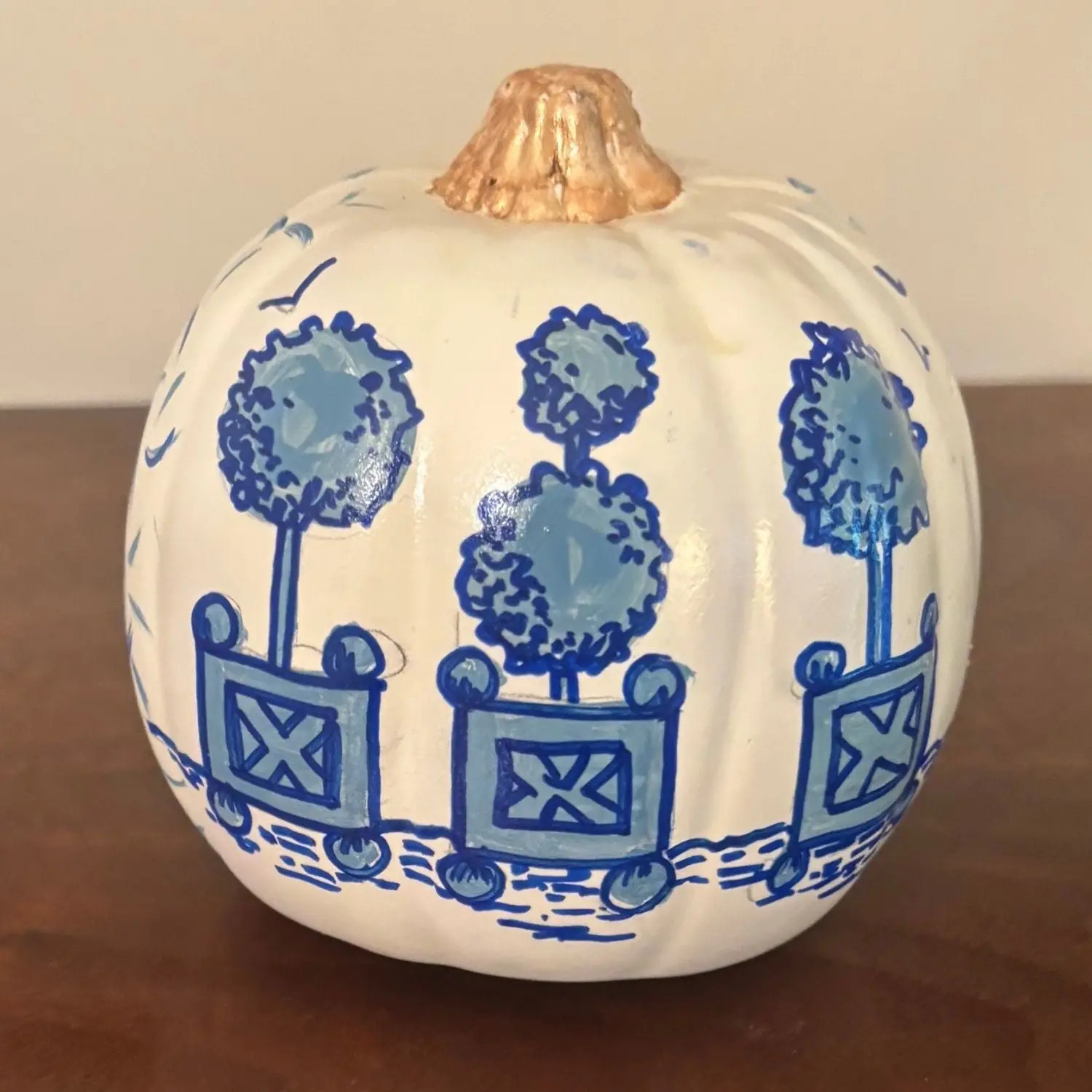 Topiary Whirl Hand-Painted Pumpkin
