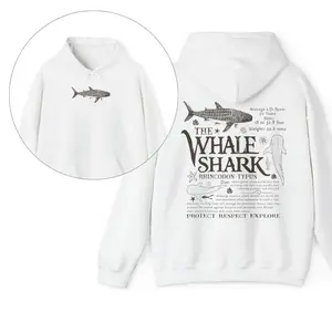 Whale Shark Unisex Hoodie Aesthetic Vintage Graphic Hoodie Gift For Shark lovers Front and back Dyed Hoodie Y2k Clothing Menswear Sweatshirts