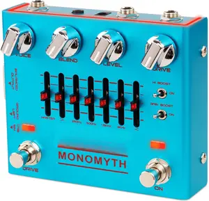 Bass Guitar Pedals Overdrive Amp Simulator Effect Pedal with 6 Band Graphic EQ and Noise Reduction  for Bassist Electric Guitar Bass (MONOMYTH R-26)