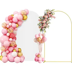 6.6FT Arch Backdrop Stand and Cover Set, Gold Wedding Arch Backdrop Stand with Cover, Balloon Arch Frame Stand with Cover for Wedding Birthday Baby Shower Graduation