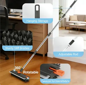 360° Rotatable Floor Scrub Brush with Long Handle | 2-in-1 Silicone Bristle Grout Brush for Bathroom, Shower, Tile, Tub | Deep Cleaning Scrubber for Hard-to-Reach Gaps #FloorScrubBrush #CleaningTools