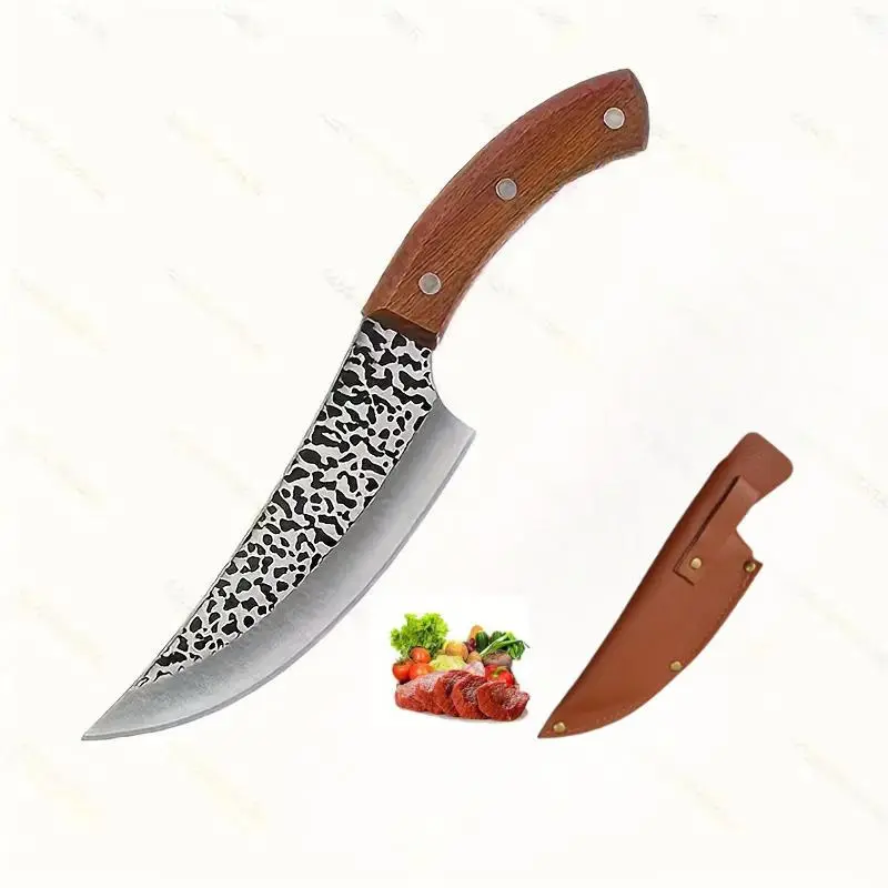 Outdoor Camping Meat Knife, 1 Count Stainless Steel Cleaver with Sheath, Multifunctional Cutting Kitchen Fruit Knife for Home & Outdoor Camping, Stainless Steel Knives Kitchenware