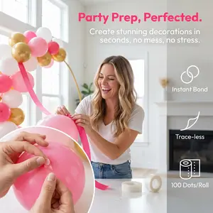 1Roll(100pcs) Removable Balloon Glue Dots - Double-Sided Adhesive Tape for Party, Wedding & Home Decor, No Trace