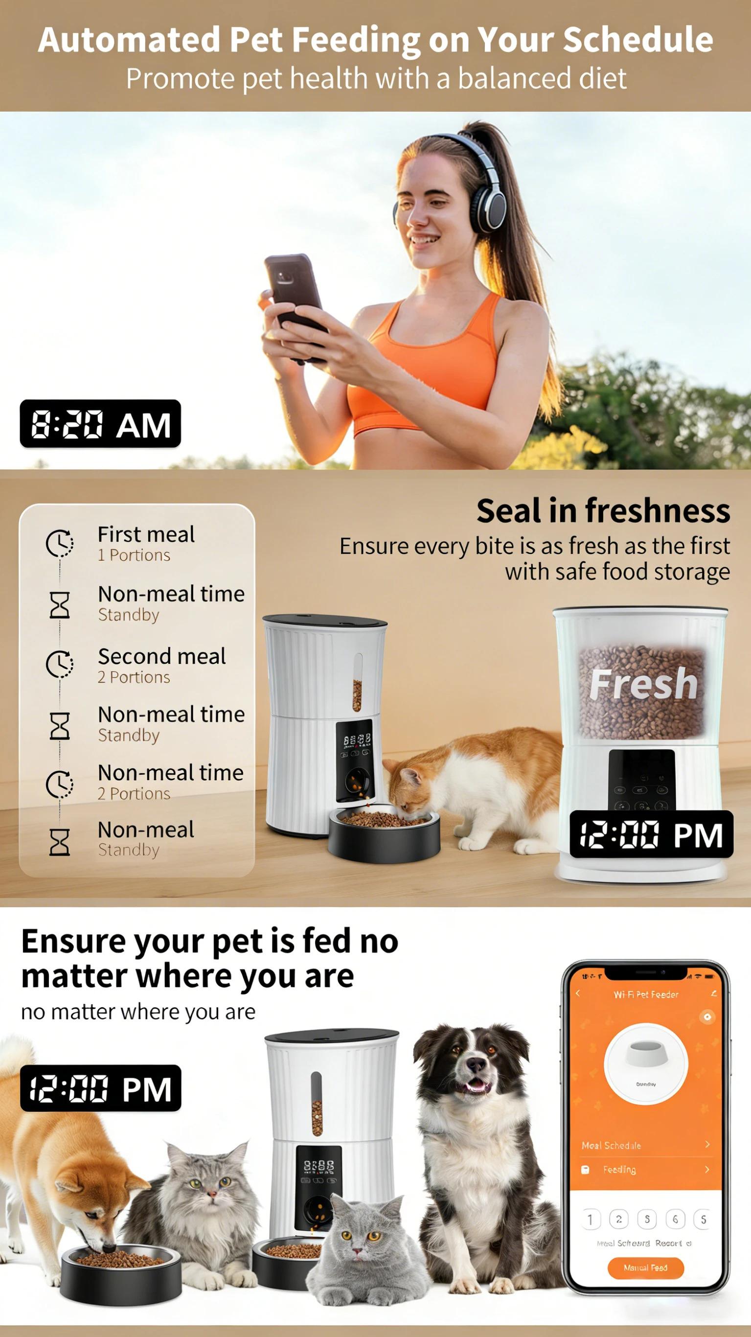 Smart Automatic Stainless Steel Pet Feeder Simple Scheduled Dog Cat Food Dispenser with Auto Bowls & Feeders for Pets Smart Automatic Stainless Steel Pet Feeder Simple Scheduled Dog Cat Food Dispenser with Auto Bowls & Feeders for Pets