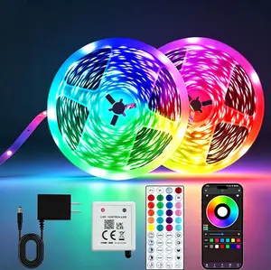 100FT Bluetooth RGB LED Neon Strip Lights - Smart Compatible with Alexa & Google Assistant, APP & Remote Controlled, Music Sync Color Changing Led Lights for Bedroom & Gaming Room Decor