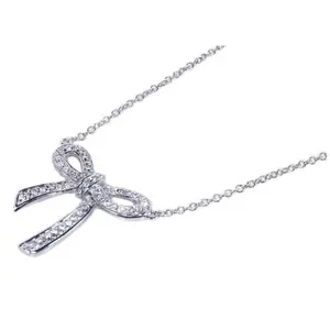 Sterling Silver Bow Tie Necklace - Elegant Design with Bow Detail, Adjustable Length, and Comfortable Fit