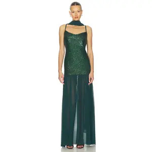 Show Me Your Mumu Dalia Maxi Dress in Emerald Sequins