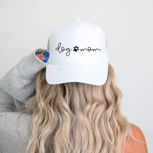 Dog Mom Trucker Hat - Dog Paw Adjustable Cap for Women - Gift for Dog Owner - Pet Lover Snapback - Puppy Mama Mesh Hat