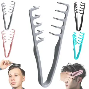 Textured Comb, Puffy Wide-Tooth Hair Styling and Curling Comb, Men''s Textured Styling Hair Detangling Comb, Unisex Grey Comb