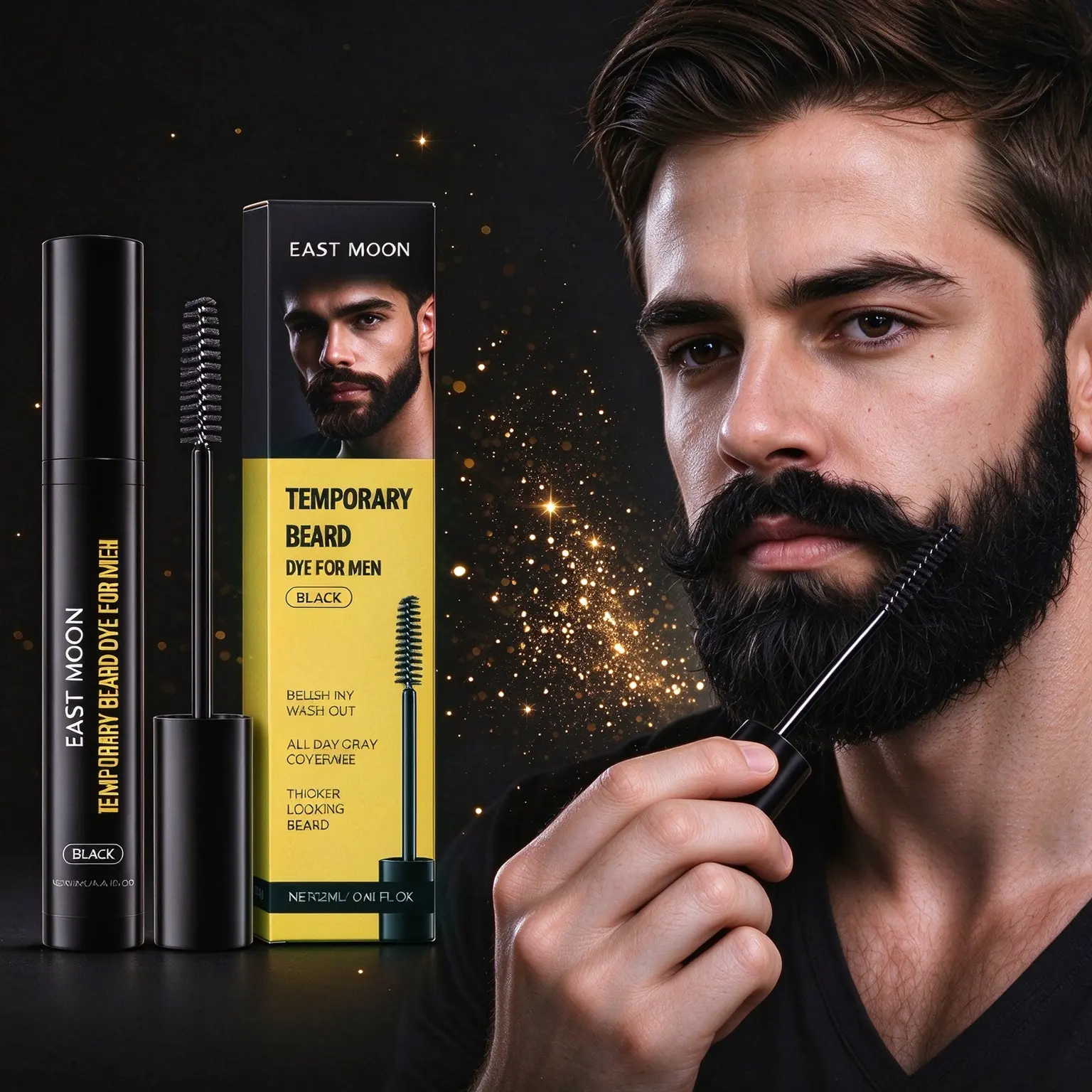 Men's Nourishing Castor Oil Eyebrow & Beard Tint Stick - Unscented, No Bleach Gentle BeautyProduct, Fast Acting Root-to-Tip Apply, Easy Dip Applicator,All Skin At-Home Grooming Essential, Temporary Touch-Up